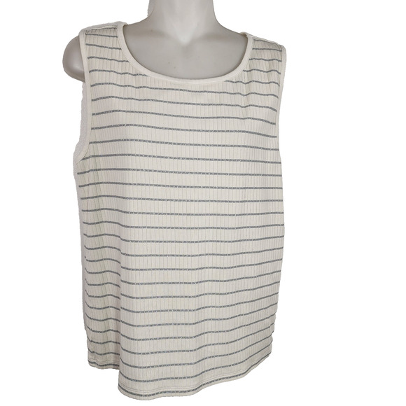 Talbots Womens 2 Pc Cardigan Tank Top Large Knit Ribbed Button Striped Metallic - Picture 4 of 12